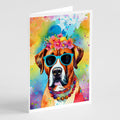 Boxer Hippie Dawg Greeting Cards Pack of 8 Blank Cards with Envelopes Whimsical A7 Size 5x7