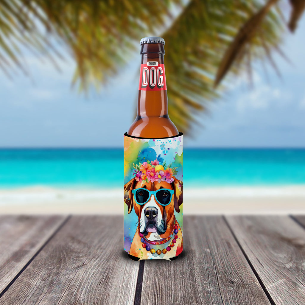 Boxer Hippie Dawg Slim Can Hugger , Insulated Foam Hugger for 12 oz Slim Cans, Beer Bottles & Water Bottles, Printed in USA