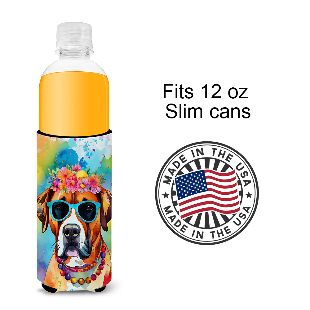 Boxer Hippie Dawg Slim Can Hugger , Insulated Foam Hugger for 12 oz Slim Cans, Beer Bottles & Water Bottles, Printed in USA