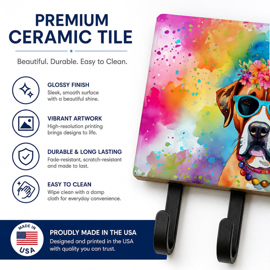 Boxer Hippie Dawg Leash or Key Holder Wall Hooks, Coat Rack Wall Mount, for Hanging Keys, Towels, Aprons, Leashes