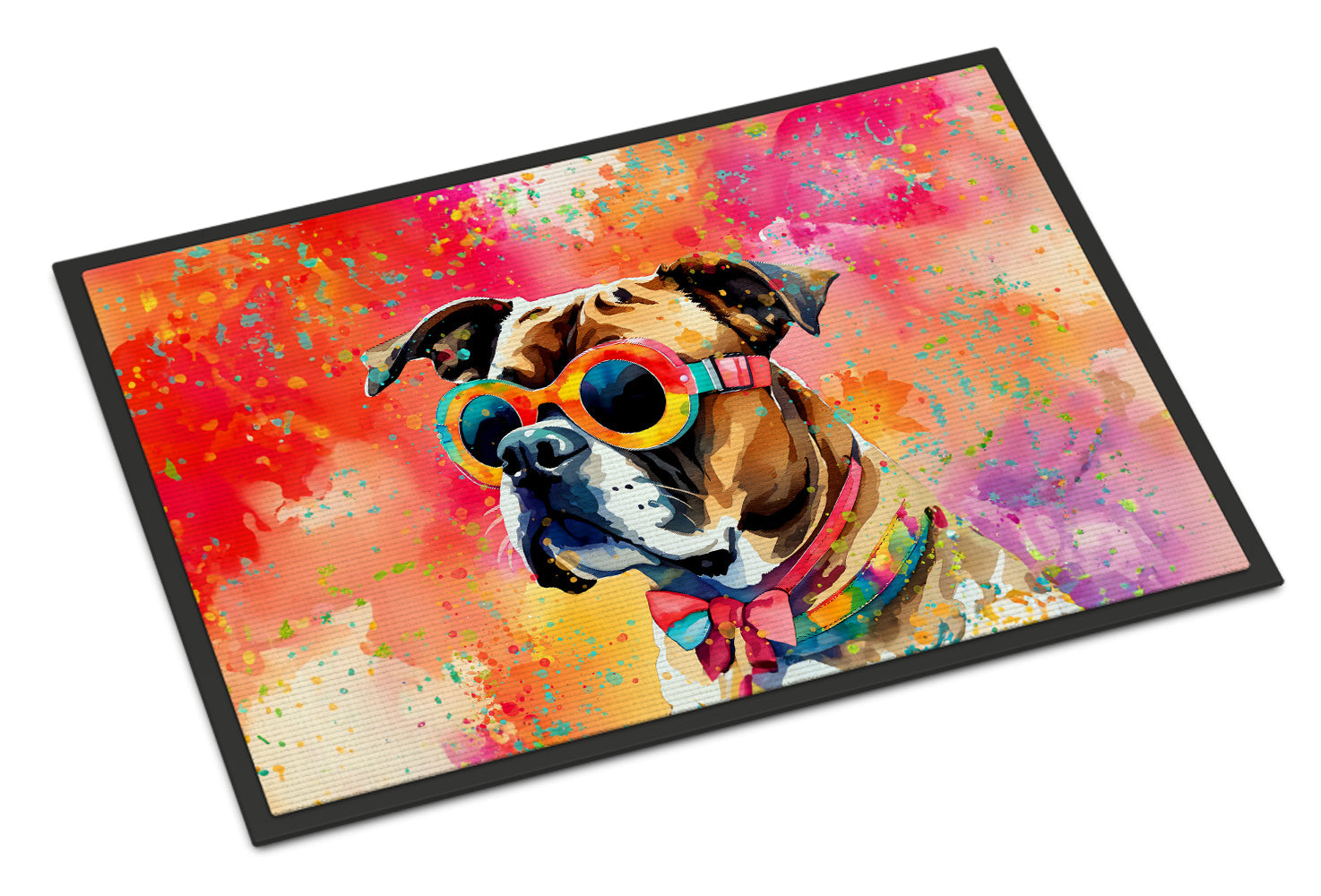 Boxer Hippie Dawg Doormat Indoor Outdoor 24H X 36W Front Door Mat Rugs for Entryway, Non Slip Washable Low Pile,