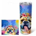 English Bulldog 20 oz Skinny Tumbler with Lid and Straw