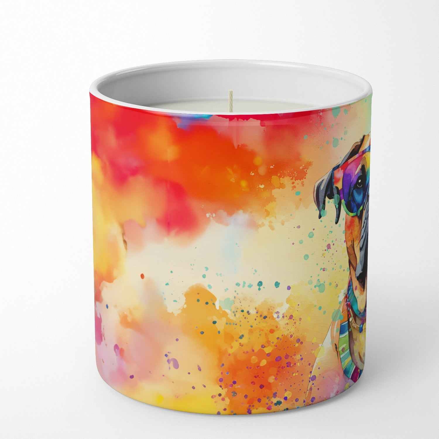 Bullmastiff Hippie Dawg Decorative Soy Candle Nature Soy Wax Essential Oil Home Decor Ideal for Bedroom Kitchen Bath Office Gift, 10 oz