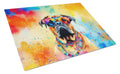 Bullmastiff Hippie Dawg Cutting Board Tempered Glass Kitchen Cutting Surface, Heat Resistant Chopping, Non-Slip Feet, Food Prep & Serving
