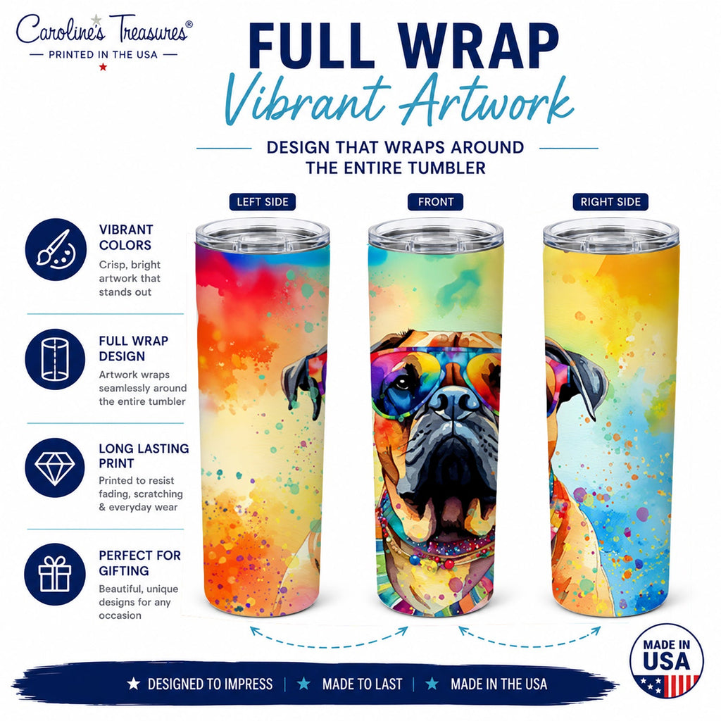 Bullmastiff 20 oz Skinny Tumbler with Lid and Straw