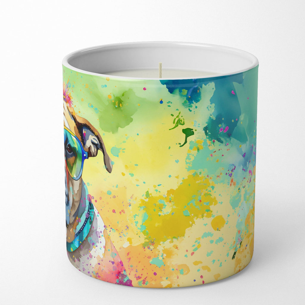 Bullmastiff Hippie Dawg Decorative Soy Candle Nature Soy Wax Essential Oil Home Decor Ideal for Bedroom Kitchen Bath Office Gift, 10 oz
