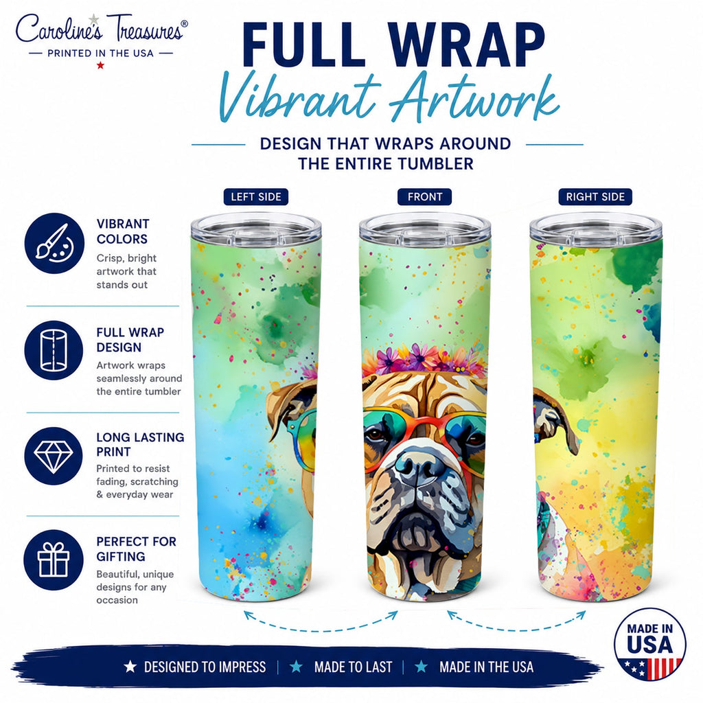 Bullmastiff 20 oz Skinny Tumbler with Lid and Straw
