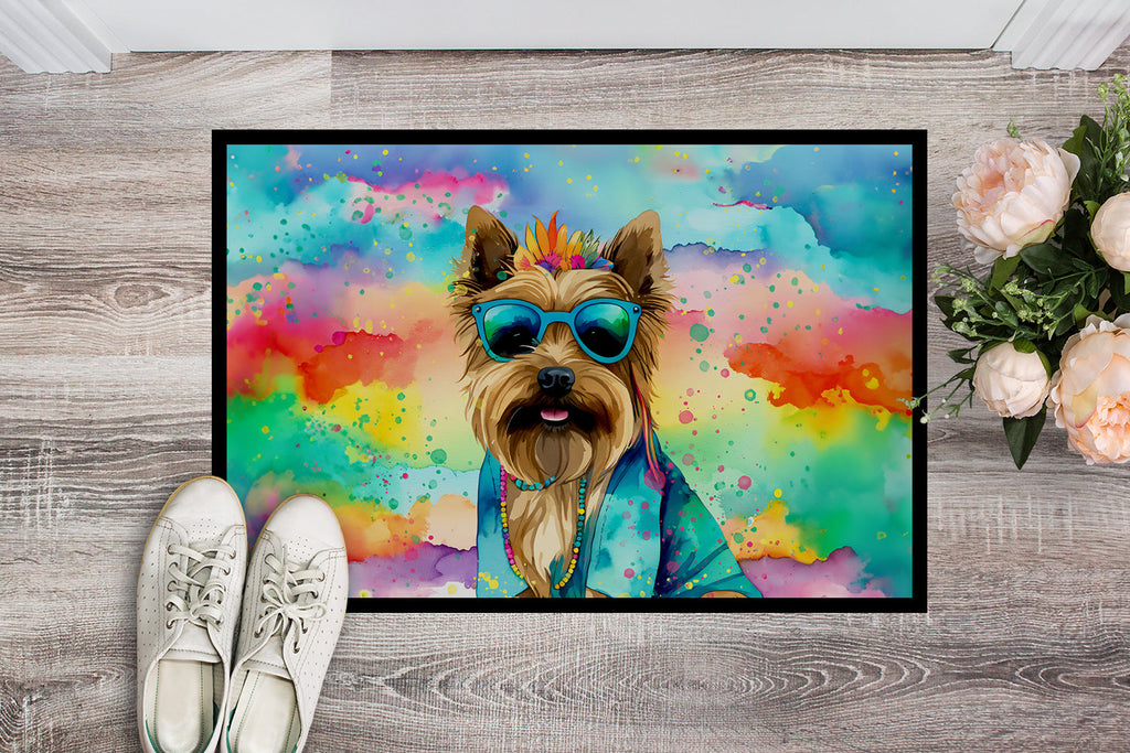 Cairn Terrier Hippie Dawg Doormat Indoor Outdoor 18H X 27W Front Door Mat Rugs for Entryway, Non Slip Washable