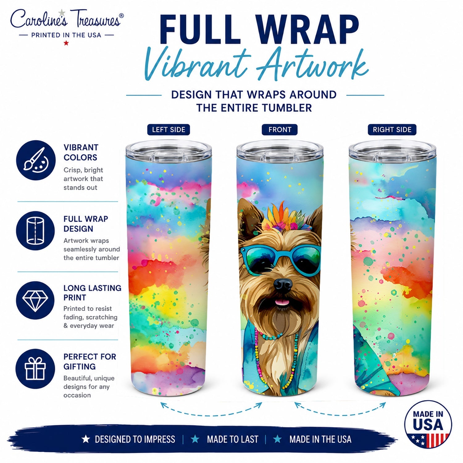 Cairn Terrier 20 oz Skinny Tumbler with Lid and Straw