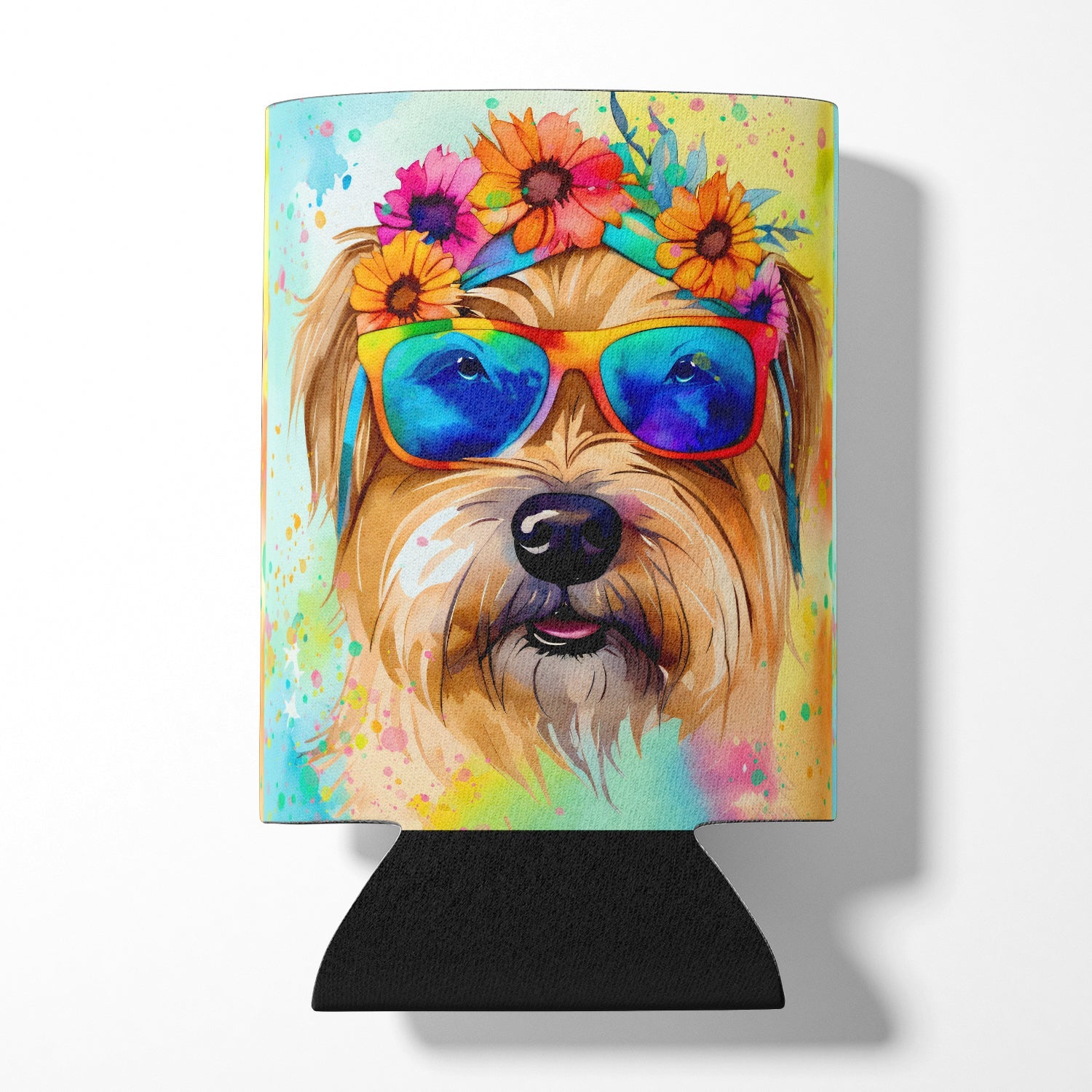 Cairn Terrier Hippie Dawg Can or Bottle Hugger Cooler Sleeve for Standard 12 oz Cans, Insulated Foam Beer & Soda Can Hugger Reusable
