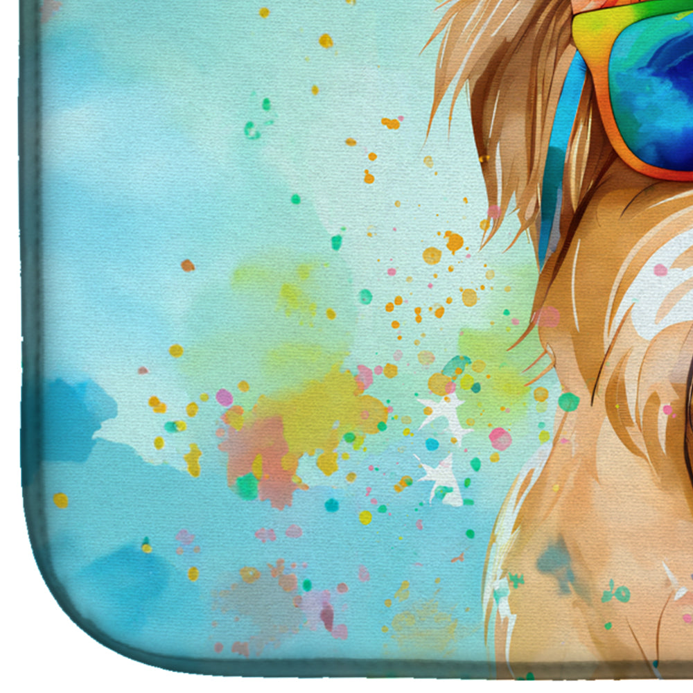 Cairn Terrier Hippie Dawg Dish Drying Mat Absorbent Dish Drying Mat Pad for Kitchen Counter Dish Drainer Mat for Countertop, 14 x 21", Multicolor