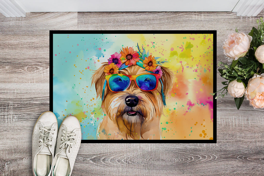 Cairn Terrier Hippie Dawg Doormat Indoor Outdoor 18H X 27W Front Door Mat Rugs for Entryway, Non Slip Washable