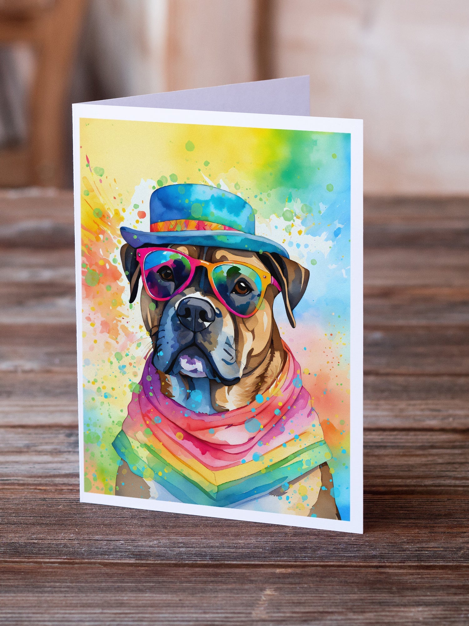Cane Corso Hippie Dawg Greeting Cards Pack of 8 Blank Cards with Envelopes Whimsical A7 Size 5x7
