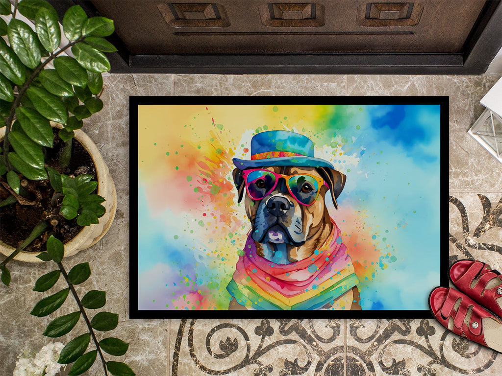 Cane Corso Hippie Dawg Doormat Indoor Outdoor 18H X 27W Front Door Mat Rugs for Entryway, Non Slip Washable