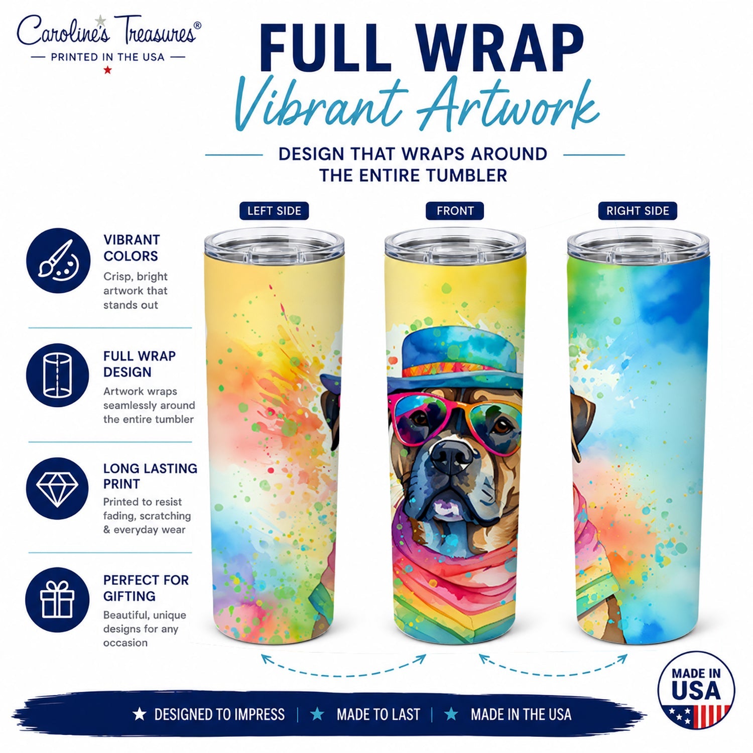 Cane Corso 20 oz Skinny Tumbler with Lid and Straw