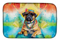 Cane Corso Hippie Dawg Dish Drying Mat Absorbent Dish Drying Mat Pad for Kitchen Counter Dish Drainer Mat for Countertop, 14 x 21", Multicolor