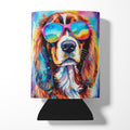 Cavalier Spaniel Hippie Dawg Can or Bottle Hugger Cooler Sleeve for Standard 12 oz Cans, Insulated Foam Beer & Soda Can Hugger Reusable