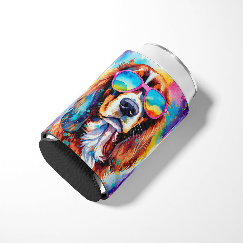 Cavalier Spaniel Hippie Dawg Can or Bottle Hugger Cooler Sleeve for Standard 12 oz Cans, Insulated Foam Beer & Soda Can Hugger Reusable
