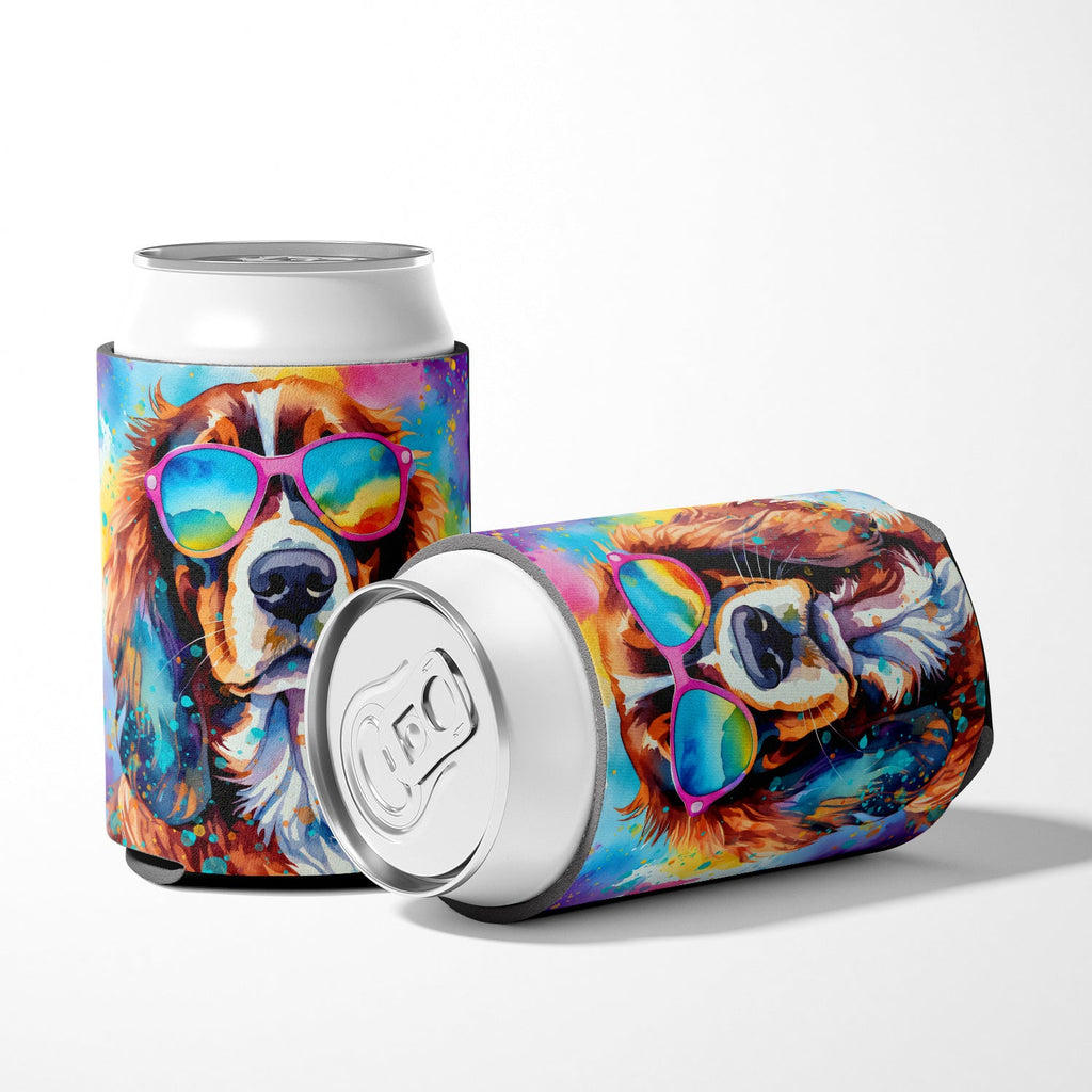 Cavalier Spaniel Hippie Dawg Can or Bottle Hugger Cooler Sleeve for Standard 12 oz Cans, Insulated Foam Beer & Soda Can Hugger Reusable
