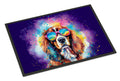 Cavalier Spaniel Hippie Dawg Doormat Indoor Outdoor 24H X 36W Front Door Mat Rugs for Entryway, Non Slip Washable Low Pile,