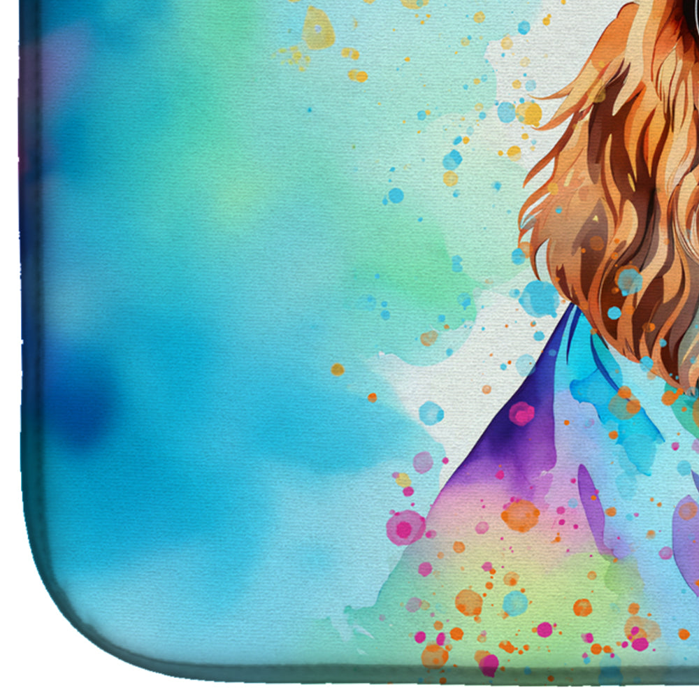 Cavalier Spaniel Hippie Dawg Dish Drying Mat Absorbent Dish Drying Mat Pad for Kitchen Counter Dish Drainer Mat for Countertop, 14 x 21", Multicolor