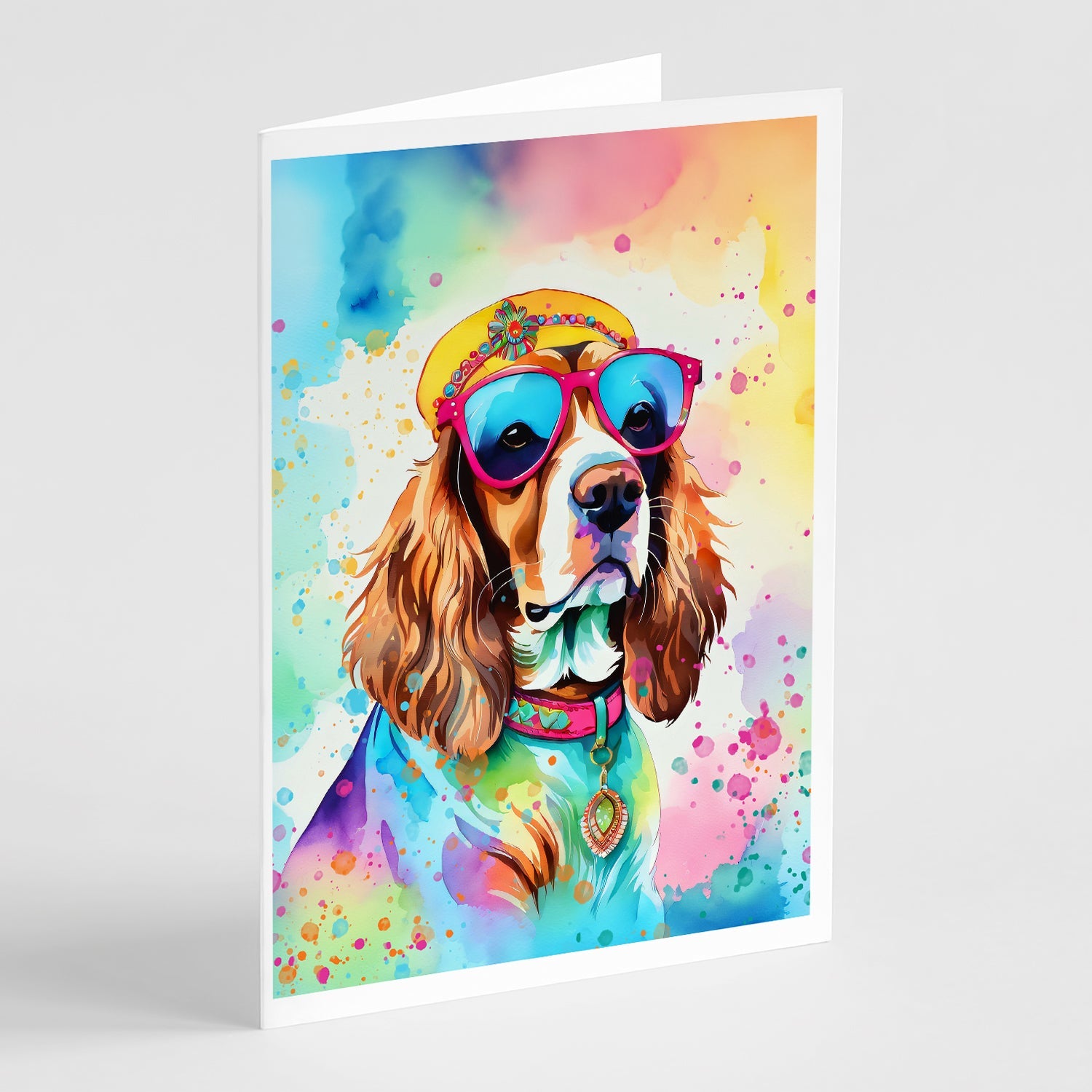 Cavalier Spaniel Hippie Dawg Greeting Cards Pack of 8 Blank Cards with Envelopes Whimsical A7 Size 5x7