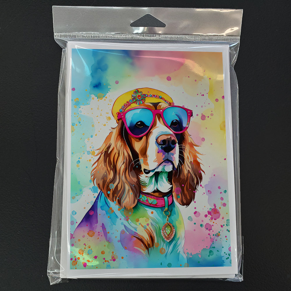 Cavalier Spaniel Hippie Dawg Greeting Cards Pack of 8 Blank Cards with Envelopes Whimsical A7 Size 5x7