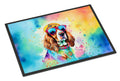 Cavalier Spaniel Hippie Dawg Doormat Indoor Outdoor 24H X 36W Front Door Mat Rugs for Entryway, Non Slip Washable Low Pile,