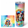 Cavalier Spaniel Hippie Dawg Stainless Steel Skinny Tumbler 20 oz Vacuum Double Walled Reusable Insulated Travel Cup