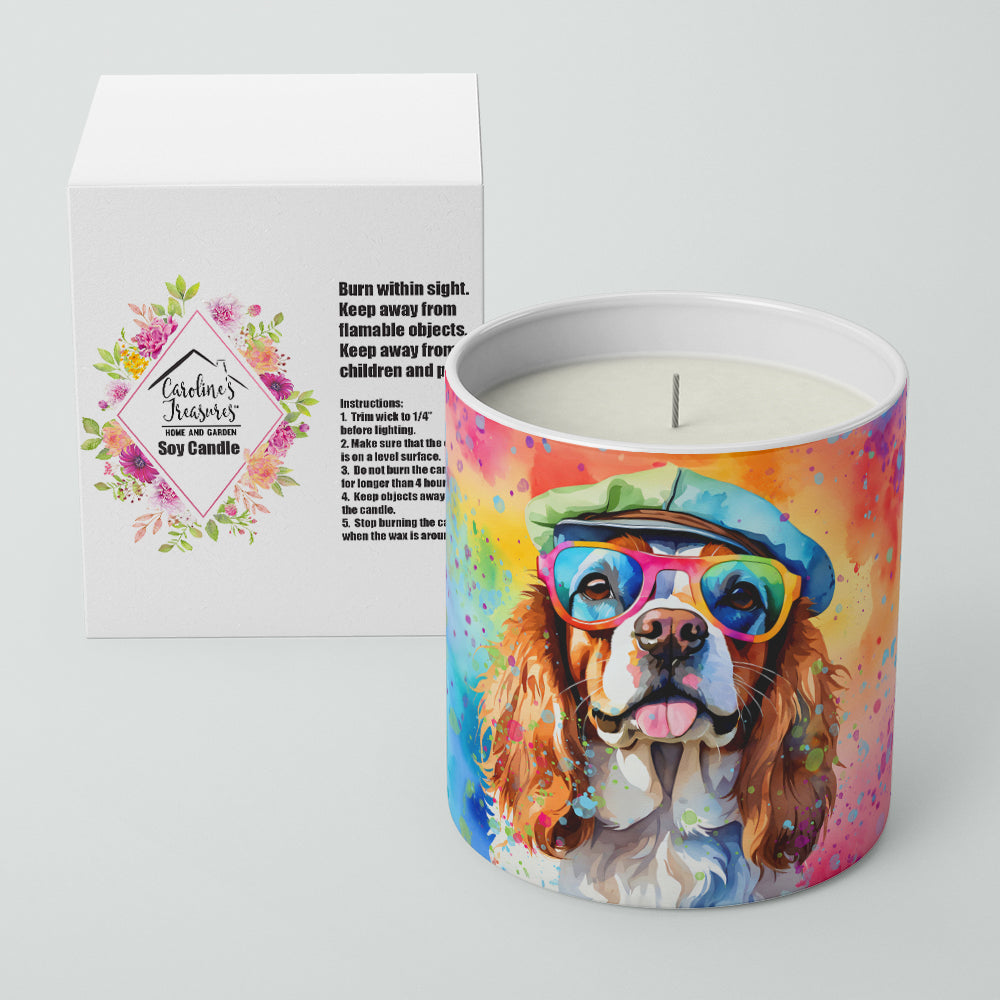 Cavalier Spaniel Hippie Dawg Decorative Soy Candle Nature Soy Wax Essential Oil Home Decor Ideal for Bedroom Kitchen Bath Office Gift, 10 oz