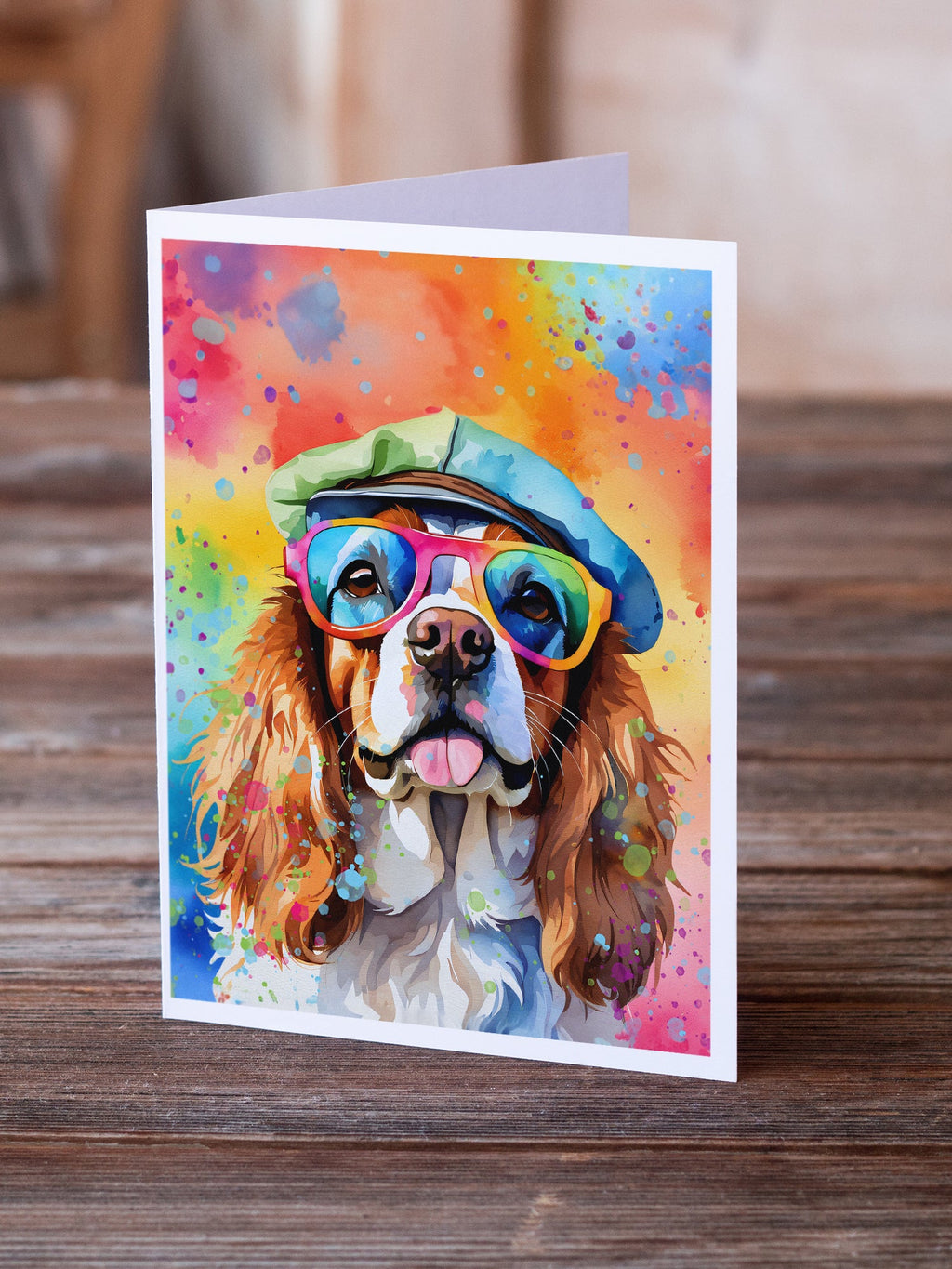 Cavalier Spaniel Hippie Dawg Greeting Cards Pack of 8 Blank Cards with Envelopes Whimsical A7 Size 5x7