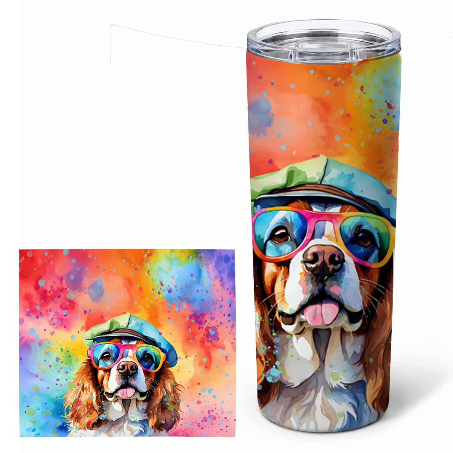 Cavalier Spaniel Hippie Dawg Stainless Steel Skinny Tumbler 20 oz Vacuum Double Walled Reusable Insulated Travel Cup