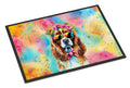 Cavalier Spaniel Hippie Dawg Doormat Indoor Outdoor 18H X 27W Front Door Mat Rugs for Entryway, Non Slip Washable