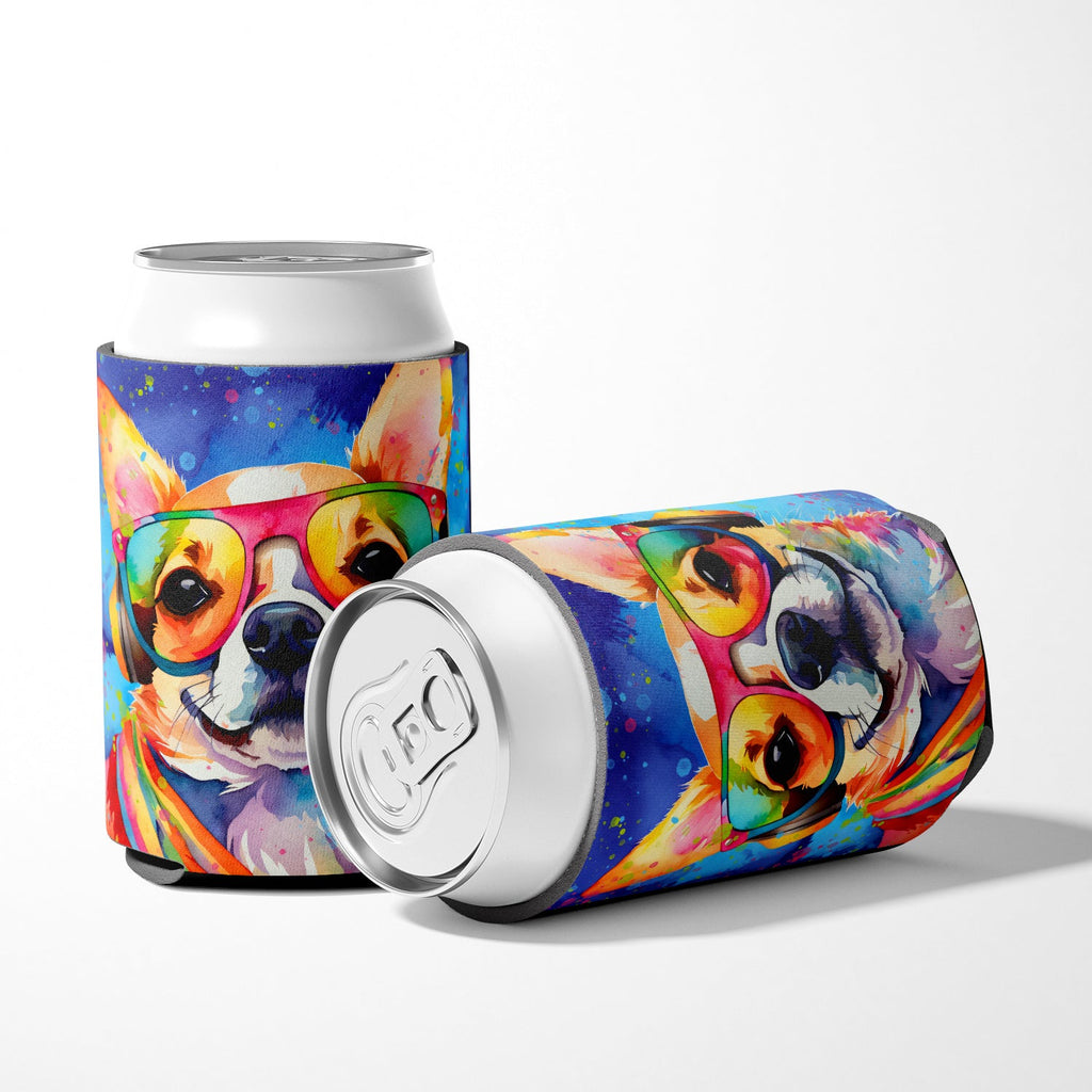 Chihuahua Hippie Dawg Can or Bottle Hugger Cooler Sleeve for Standard 12 oz Cans, Insulated Foam Beer & Soda Can Hugger Reusable