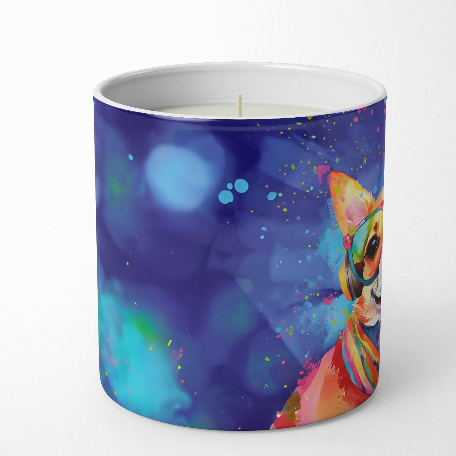 Chihuahua Hippie Dawg Decorative Soy Candle Nature Soy Wax Essential Oil Home Decor Ideal for Bedroom Kitchen Bath Office Gift, 10 oz