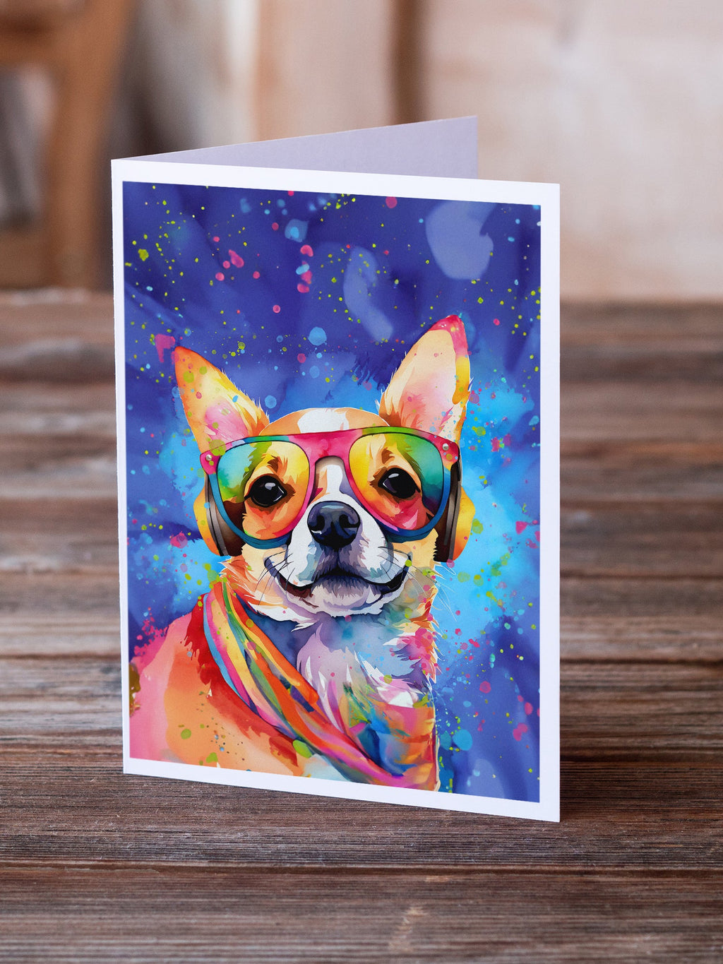 Chihuahua Hippie Dawg Greeting Cards Pack of 8 Blank Cards with Envelopes Whimsical A7 Size 5x7