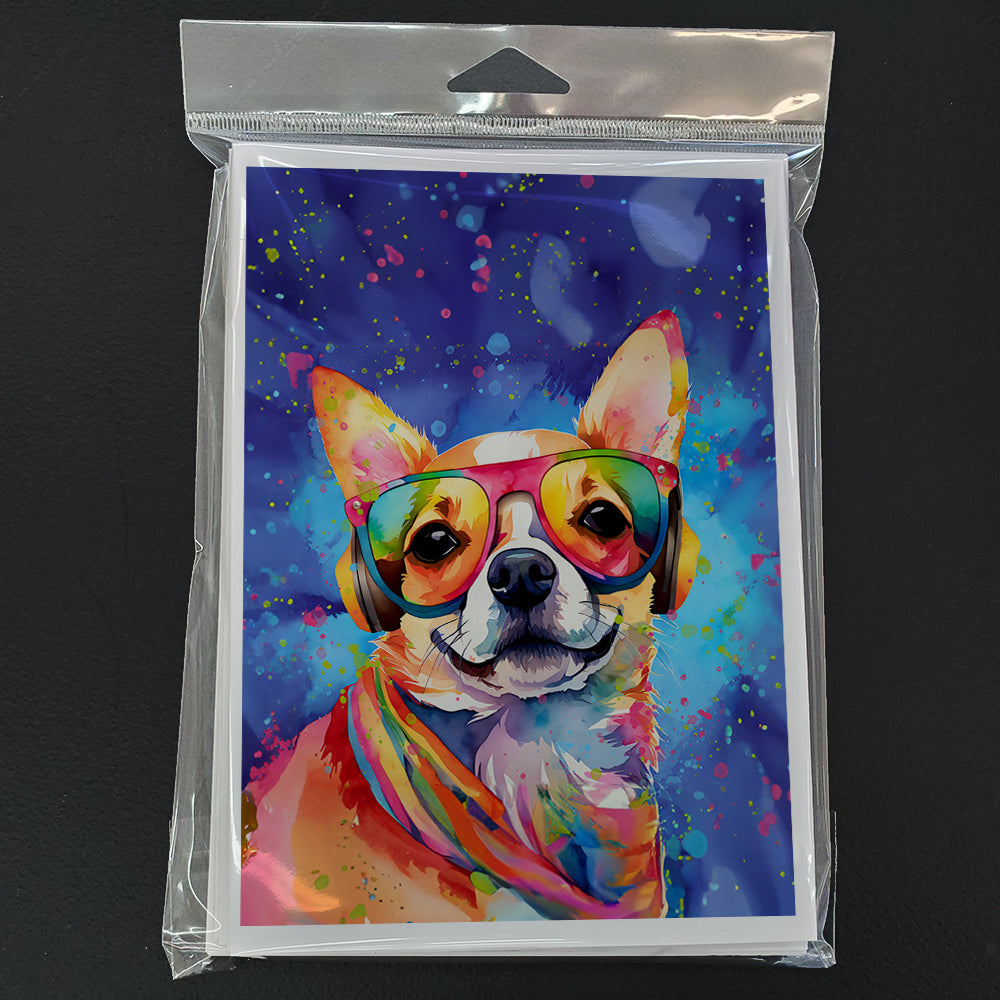 Chihuahua Hippie Dawg Greeting Cards Pack of 8 Blank Cards with Envelopes Whimsical A7 Size 5x7