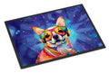 Chihuahua Hippie Dawg Doormat Indoor Outdoor 24H X 36W Front Door Mat Rugs for Entryway, Non Slip Washable Low Pile,