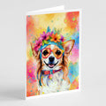 Chihuahua Hippie Dawg Greeting Cards Pack of 8 Blank Cards with Envelopes Whimsical A7 Size 5x7