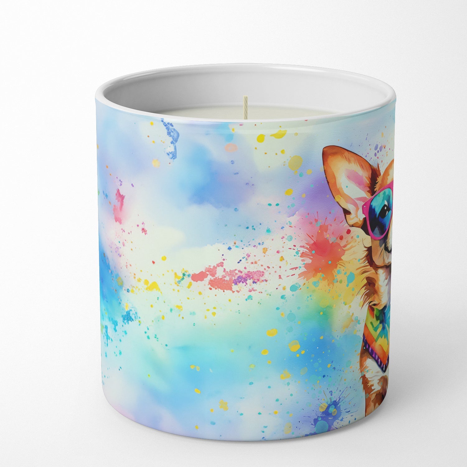 Chihuahua Hippie Dawg Decorative Soy Candle Nature Soy Wax Essential Oil Home Decor Ideal for Bedroom Kitchen Bath Office Gift, 10 oz