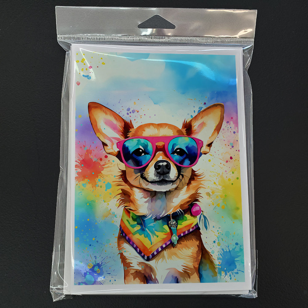 Chihuahua Hippie Dawg Greeting Cards Pack of 8 Blank Cards with Envelopes Whimsical A7 Size 5x7