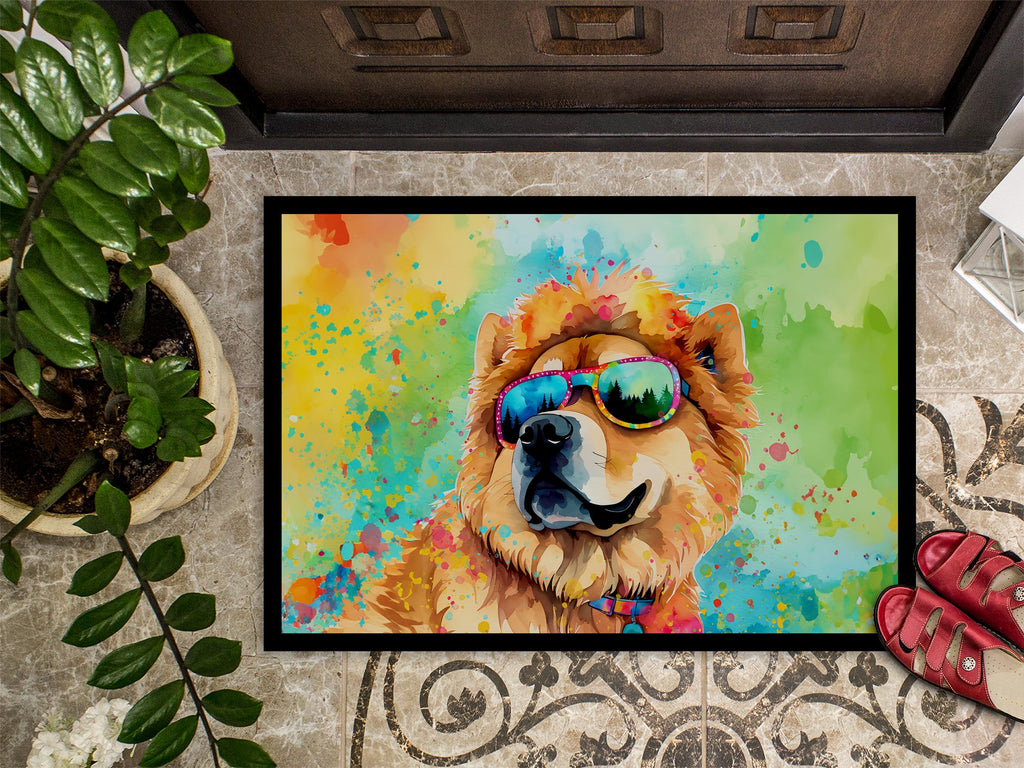 Chow Chow Hippie Dawg Doormat Indoor Outdoor 18H X 27W Front Door Mat Rugs for Entryway, Non Slip Washable