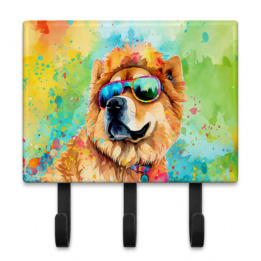 Chow Chow Hippie Dawg Leash or Key Holder Wall Hooks, Coat Rack Wall Mount, for Hanging Keys, Towels, Aprons, Leashes