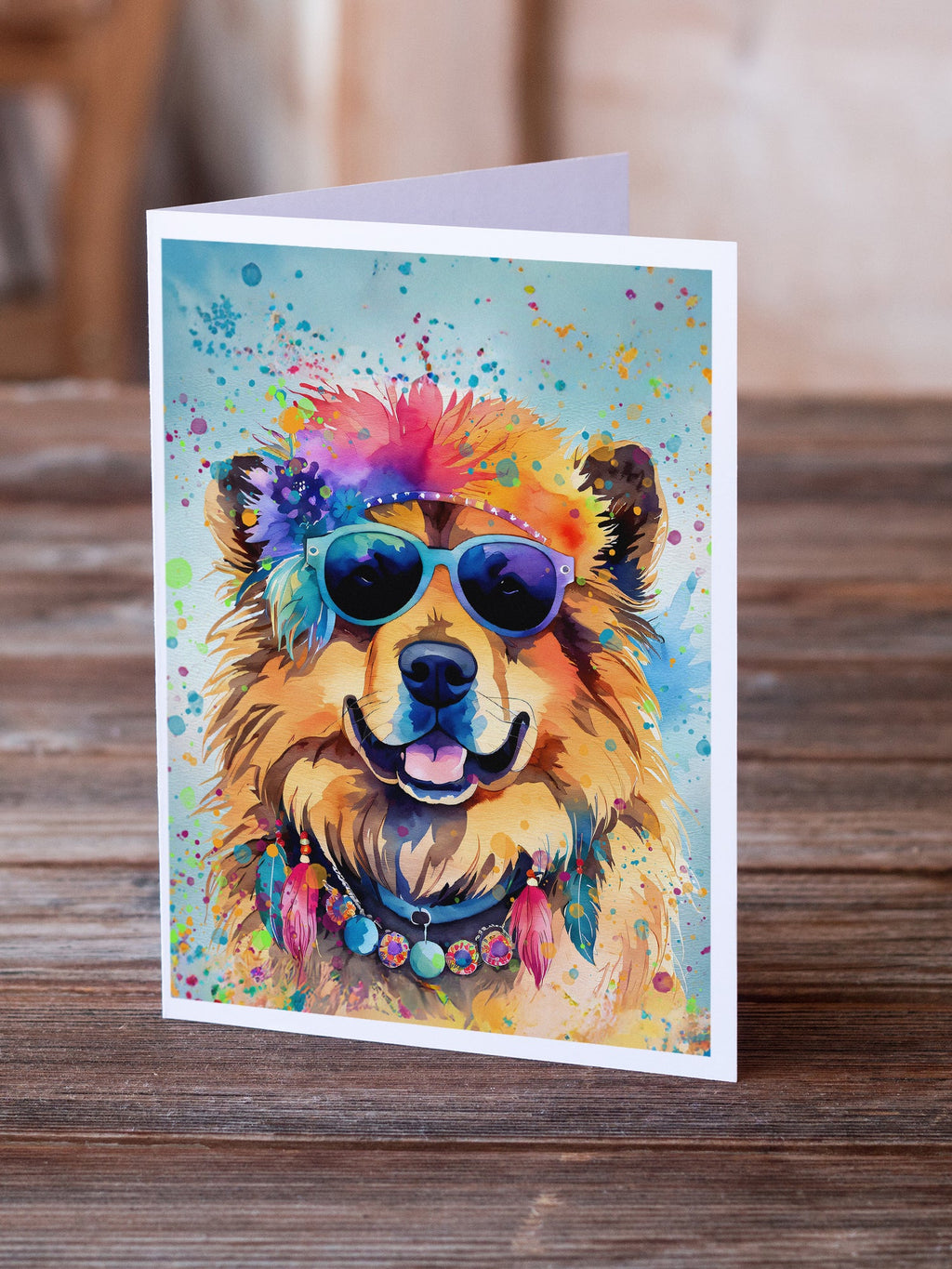 Chow Chow Hippie Dawg Greeting Cards Pack of 8 Blank Cards with Envelopes Whimsical A7 Size 5x7