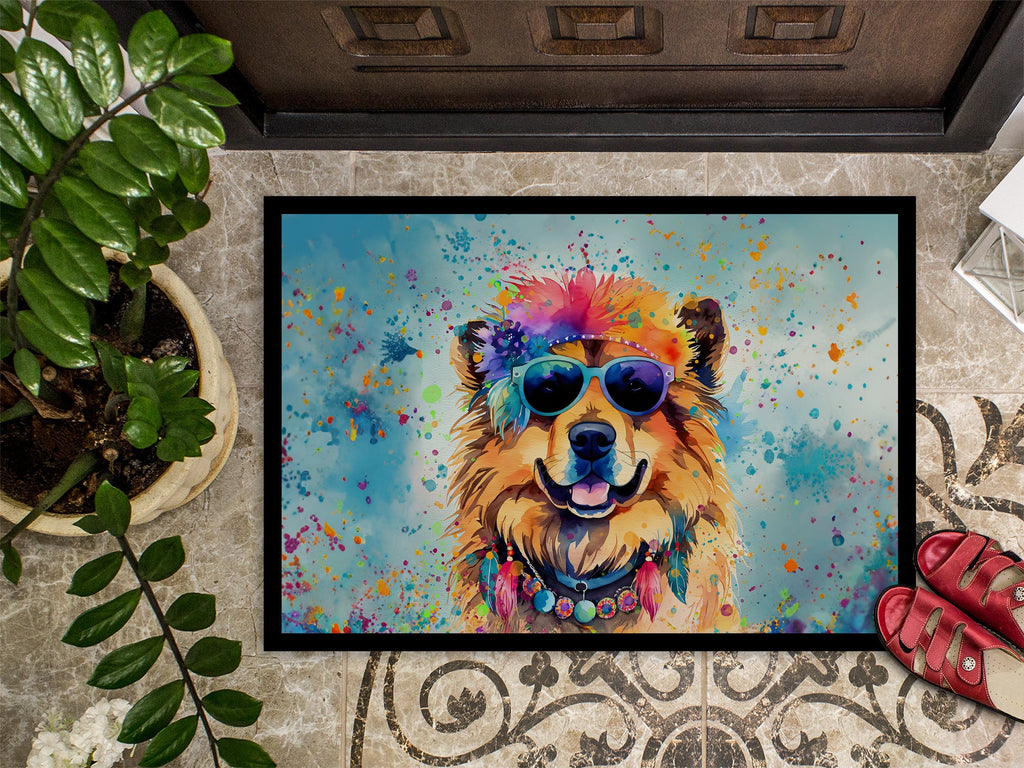 Chow Chow Hippie Dawg Doormat Indoor Outdoor 24H X 36W Front Door Mat Rugs for Entryway, Non Slip Washable Low Pile,