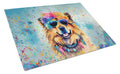 Chow Chow Hippie Dawg Cutting Board Tempered Glass Kitchen Cutting Surface, Heat Resistant Chopping, Non-Slip Feet, Food Prep & Serving