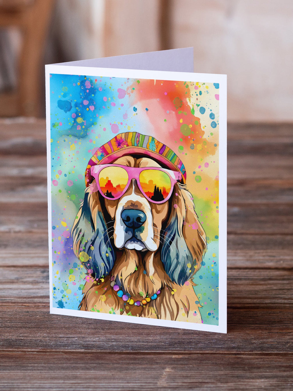 Cocker Spaniel Hippie Dawg Greeting Cards Pack of 8 Blank Cards with Envelopes Whimsical A7 Size 5x7