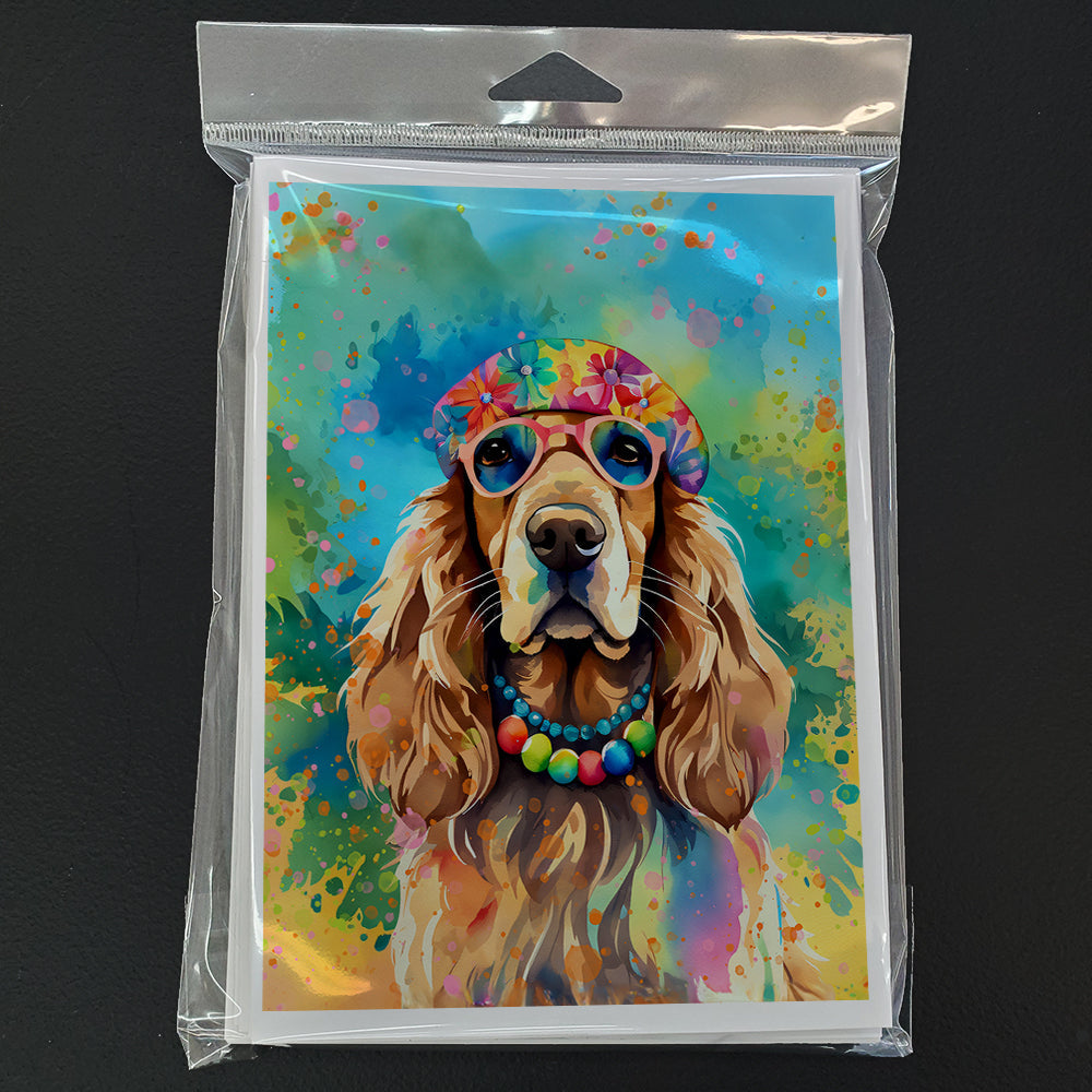 Cocker Spaniel Hippie Dawg Greeting Cards Pack of 8 Blank Cards with Envelopes Whimsical A7 Size 5x7