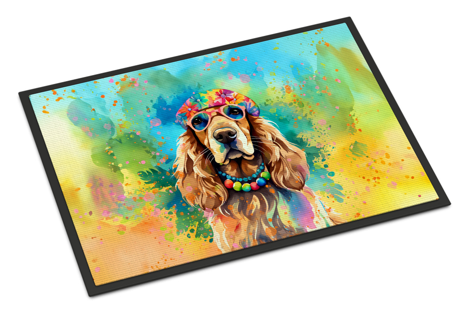 Cocker Spaniel Hippie Dawg Doormat Indoor Outdoor 24H X 36W Front Door Mat Rugs for Entryway, Non Slip Washable Low Pile,
