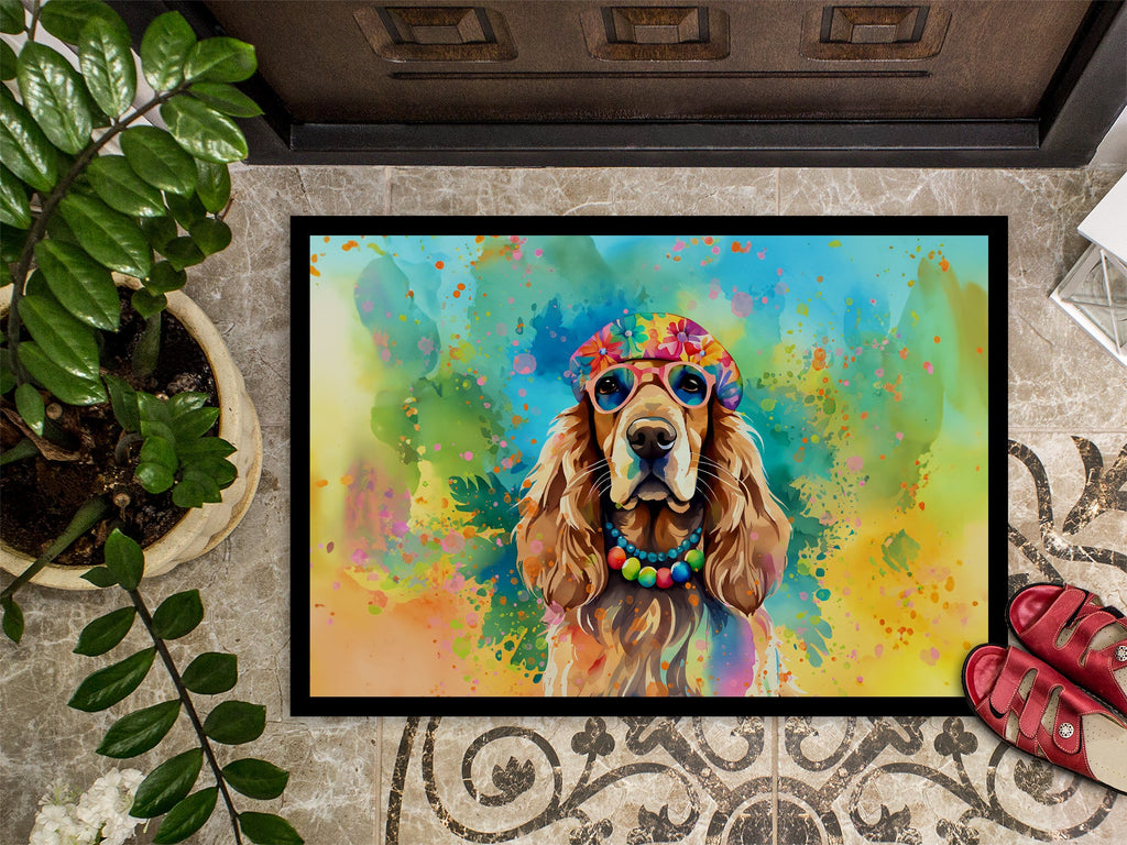 Cocker Spaniel Hippie Dawg Doormat Indoor Outdoor 24H X 36W Front Door Mat Rugs for Entryway, Non Slip Washable Low Pile,